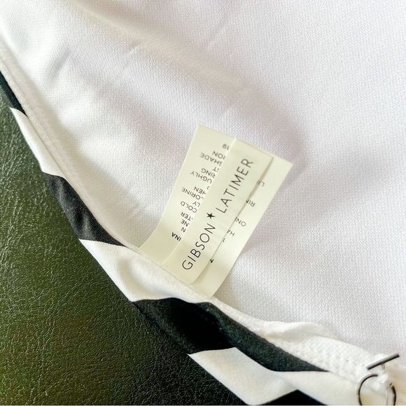 Gibson Latimer XS Bodysuit One Piece Bathing Suit Black White Front Opening Bow - Picture 9 of 10